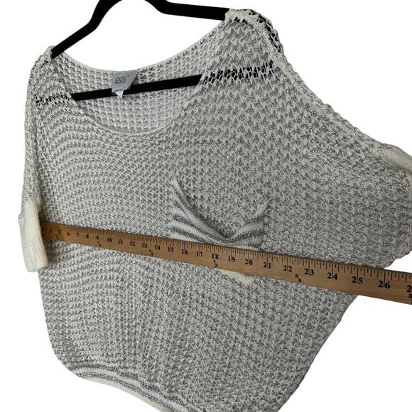 NEW! Revolve M Doll&Company Metallic Open Knit Cropped Sweater Silver White - Picture 3 of 5